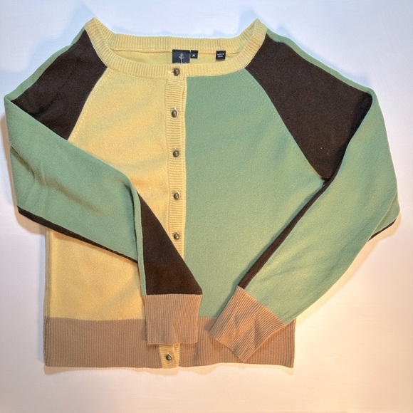 Cashmere Colorblock Cropped Cardigan Size MD - Picture 3 of 6